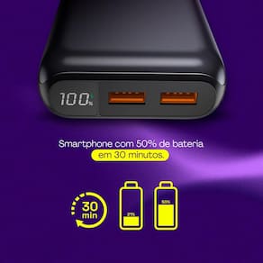 Carregador Portátil Geonav PB20K20WSG 20000 mAh com USB-A e USB-C para Celulares e Dispositivos Eletrônicos