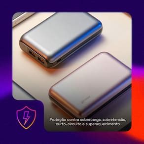 Carregador Portátil Geonav PB20K20WSG 20000 mAh com USB-A e USB-C para Celulares e Dispositivos Eletrônicos