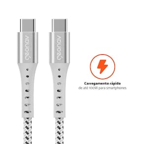 Cabo USB-C ESC06WT em Nylon Trançado Geonav – 1,2 metro