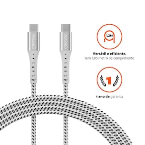 Cabo USB-C ESC06WT em Nylon Trançado Geonav – 1,2 metro
