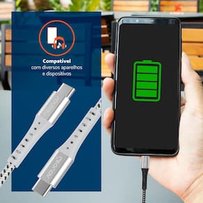 Cabo USB-C ESC06WT em Nylon Trançado Geonav – 1,2 metro