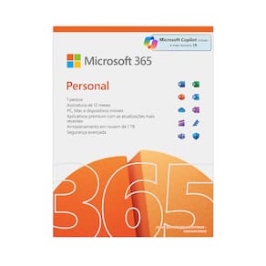 Microsoft 365 Personal, Office 365 premium apps, Word, Excel, PowerPoint, Outlook, 1TB nuvem, 1 pessoa, para PC/Mac, iOS e Android - Assinatura Anual