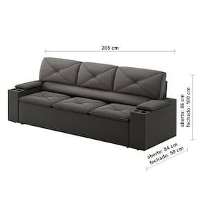 Sofá 3 lugares DDS Next Pop com Assento Retrátil e Encosto Reclinável em Velosuede com porta-copos - 205cm de Largura