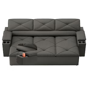 Sofá 3 lugares DDS Next Pop com Assento Retrátil e Encosto Reclinável em Velosuede com porta-copos - 205cm de Largura