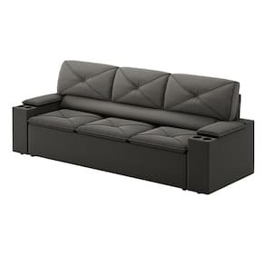 Sofá 3 lugares DDS Next Pop com Assento Retrátil e Encosto Reclinável em Velosuede com porta-copos - 205cm de Largura