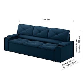 Sofá 3 lugares DDS Next Pop com Assento Retrátil e Encosto Reclinável em Velosuede com porta-copos - 205cm de Largura