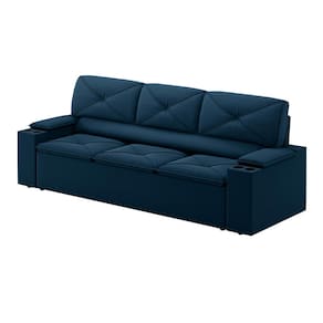 Sofá 3 lugares DDS Next Pop com Assento Retrátil e Encosto Reclinável em Velosuede com porta-copos - 205cm de Largura