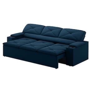Sofá 3 lugares DDS Next Pop com Assento Retrátil e Encosto Reclinável em Velosuede com porta-copos - 205cm de Largura