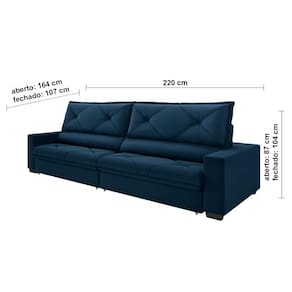 Sofá 4 lugares DDS Next Porto Fino com Assento Retrátil e Encosto Reclinável em Velosuede com conector para cabo - 220 cm de largura