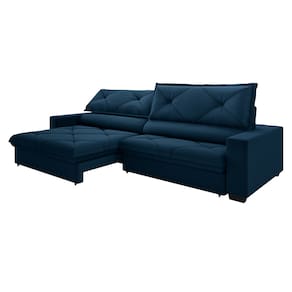 Sofá 4 lugares DDS Next Porto Fino com Assento Retrátil e Encosto Reclinável em Velosuede com conector para cabo - 220 cm de largura