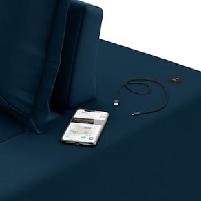Sofá 4 lugares DDS Next Porto Fino com Assento Retrátil e Encosto Reclinável em Velosuede com conector para cabo - 220 cm de largura