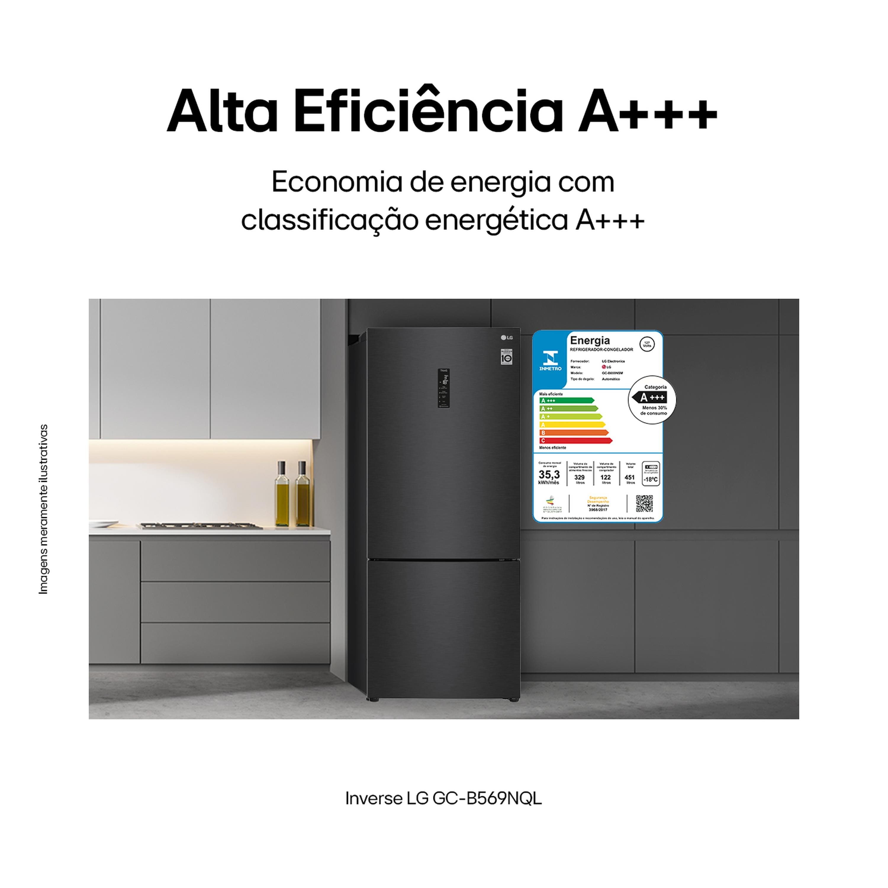 Geladeira LG Frost Free Inverse Conectividade Inteligente Preta - 451L - 110V - 3