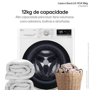 Lava e Seca LG 12Kg/7Kg Smart VC4 com Inteligência Artificial AI DD™ CV5012WC4 - Branca