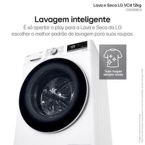 Lava e Seca LG 12Kg/7Kg Smart VC4 com Inteligência Artificial AI DD™ CV5012WC4 - Branca