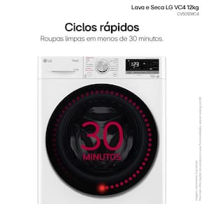 Lava e Seca LG 12Kg/7Kg Smart VC4 com Inteligência Artificial AI DD™ CV5012WC4 - Branca