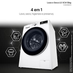 Lava e Seca LG 12Kg/7Kg Smart VC4 com Inteligência Artificial AI DD™ CV5012WC4 - Branca