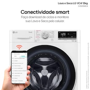 Lava e Seca LG 12Kg/7Kg Smart VC4 com Inteligência Artificial AI DD™ CV5012WC4 - Branca