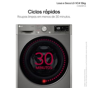 Lava e Seca LG 12Kg/7Kg Smart VC4 com Inteligência Artificial AI DD™ CV5012PC4 - Inox