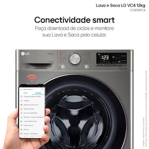 Lava e Seca LG 12Kg/7Kg Smart VC4 com Inteligência Artificial AI DD™ CV5012PC4 - Inox