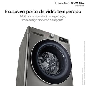 Lava e Seca LG 12Kg/7Kg Smart VC4 com Inteligência Artificial AI DD™ CV5012PC4 - Inox