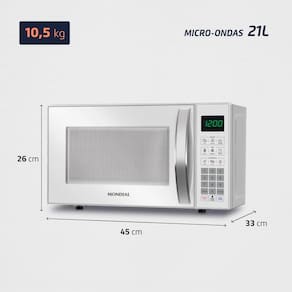 Micro-ondas Mondial MO-01-21-W com Função Tira Odor e Manter Aquecido Branco - 21L
