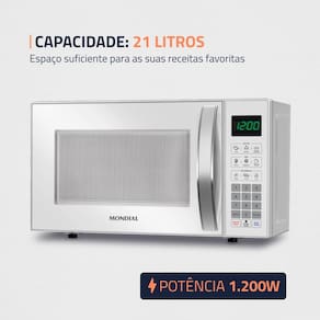 Micro-ondas Mondial MO-01-21-W com Função Tira Odor e Manter Aquecido Branco - 21L