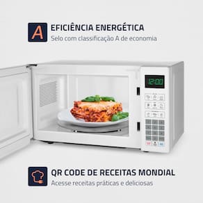 Micro-ondas Mondial MO-01-21-W com Função Tira Odor e Manter Aquecido Branco - 21L