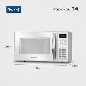 Micro-ondas Mondial MO-02-34-W com 10 Ajustes de Potência e Função Tira Odor – 34L Branco