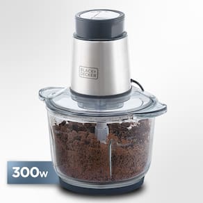 Miniprocessador de Alimentos Black Decker MP300G Antiaderente em Inox, Modo de 2 ou 4 Lâminas com 2 Velocidades - 300W
