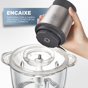 Miniprocessador de Alimentos Black Decker MP300G Antiaderente em Inox, Modo de 2 ou 4 Lâminas com 2 Velocidades - 300W