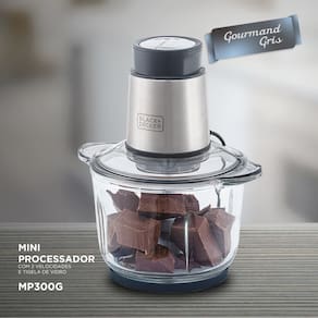 Miniprocessador de Alimentos Black Decker MP300G Antiaderente em Inox, Modo de 2 ou 4 Lâminas com 2 Velocidades - 300W