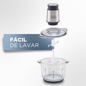 Miniprocessador de Alimentos Black Decker MP300G Antiaderente em Inox, Modo de 2 ou 4 Lâminas com 2 Velocidades - 300W