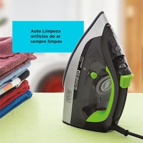 Ferro de Passar Roupa Black Decker, FX2700, com Vaporizador, Sistema Antigotejamento, Preto, Verde e Branco