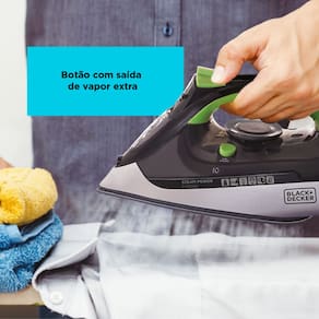 Ferro de Passar Roupa Black Decker, FX2700, com Vaporizador, Sistema Antigotejamento, Preto, Verde e Branco