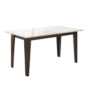 Mesa de Jantar Retangular Poliman Goya com Tampo de Vidro e 6 Cadeiras Revestidas em Suede - Amêndoa/Marfim - 2