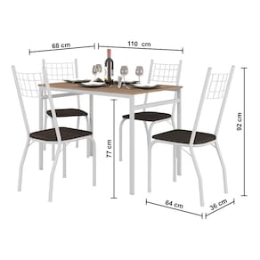 Mesa Retangular Fabone Sintra com 4 Cadeiras Estofadas - Branco - 2
