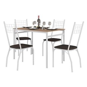 Mesa Retangular Fabone Sintra com 4 Cadeiras Estofadas - Branco - 1