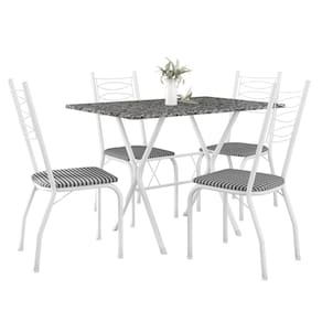 Mesa de Jantar de Granito Fabone Miami com 4 Cadeiras Estofadas - CJ MES RT TP GRAN 110X75 4C FABONE MIAMI BR/CORI - 1