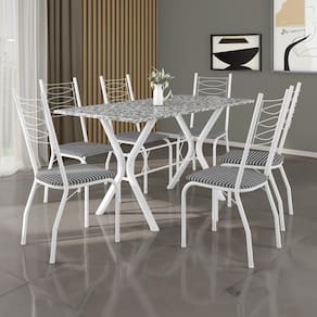 Mesa de Jantar de Granito Fabone Miami com 6 Cadeiras Estofadas