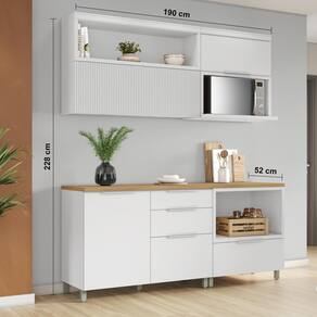 Cozinha Completa Nesher Marquesa em MDF com 3 Portas, 3 Gavetas, 3 Prateleiras - 190cm