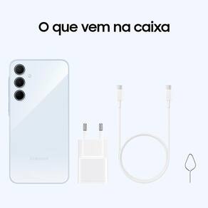 Smartphone Samsung Galaxy A35 5G Azul Claro 256GB, 8GB RAM, Câmera Tripla Traseira de até 50MP, Selfie de 13MP e Tela super AMOLED de 6.6”