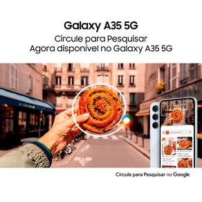 Smartphone Samsung Galaxy A35 5G Azul Claro 256GB, 8GB RAM, Câmera Tripla Traseira de até 50MP, Selfie de 13MP e Tela super AMOLED de 6.6”