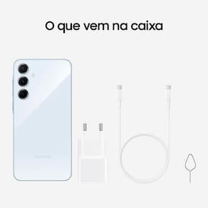 Smartphone Samsung Galaxy A55 5G Azul Claro 256GB, 8GB RAM, Tela Super AMOLED 6.6", Câmera Tripla Traseira de até 50MP e Selfie de 32MP