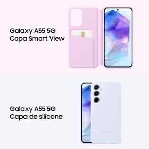 Smartphone Samsung Galaxy A55 5G Azul Claro 256GB, 8GB RAM, Tela Super AMOLED 6.6", Câmera Tripla Traseira de até 50MP e Selfie de 32MP