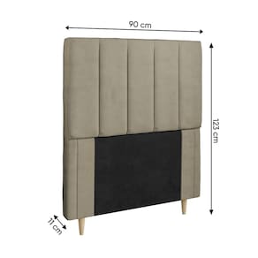 Cabeceira para Cama Box Solteiro Dobuê Veneza com Revestimento em Veludo - Camurça - 2