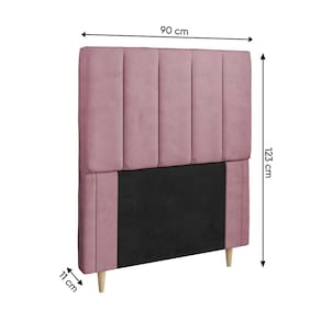 Cabeceira para Cama Box Solteiro Dobuê Veneza com Revestimento em Veludo - CABECEIRA P/BOX 088 DOBUE VENEZA ROSE - 2