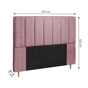 Cabeceira para Cama Box Casal Dobuê Veneza com Revestimento em Veludo - Rosê - 2