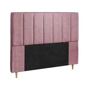 Cabeceira para Cama Box Casal Dobuê Veneza com Revestimento em Veludo - Rosê - 1