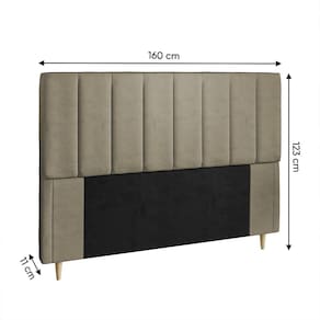 Cabeceira para Cama Box Queen Dobuê Veneza com Revestimento em Veludo - Camurça - 2