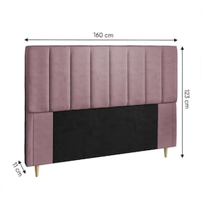 Cabeceira para Cama Box Queen Dobuê Veneza com Revestimento em Veludo - Rosê - 2